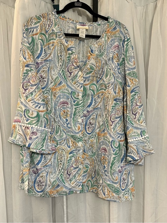 Alfred Dunner Tops - Alfred Dunner Multicolor Paisley Tunic Top - Blue, Green, Gold